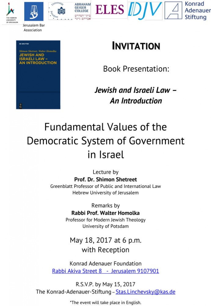 Book Presentation: Jewish and Israeli Law – An Introduction