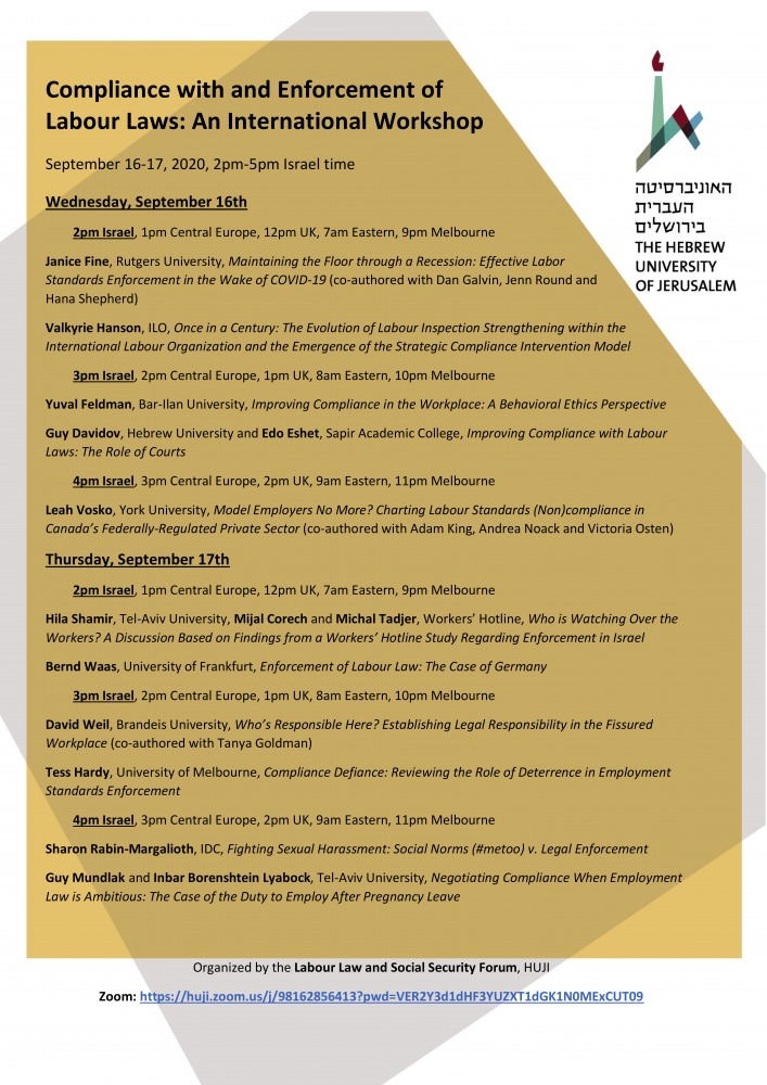 Compliance with and Enforcement of Labour Laws -  An International Workshop