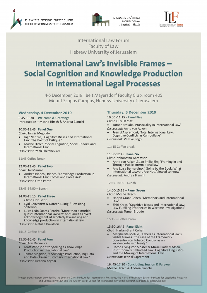 International Law’s Invisible Frames – Social Cognition and Knowledge Production in International Legal Processes