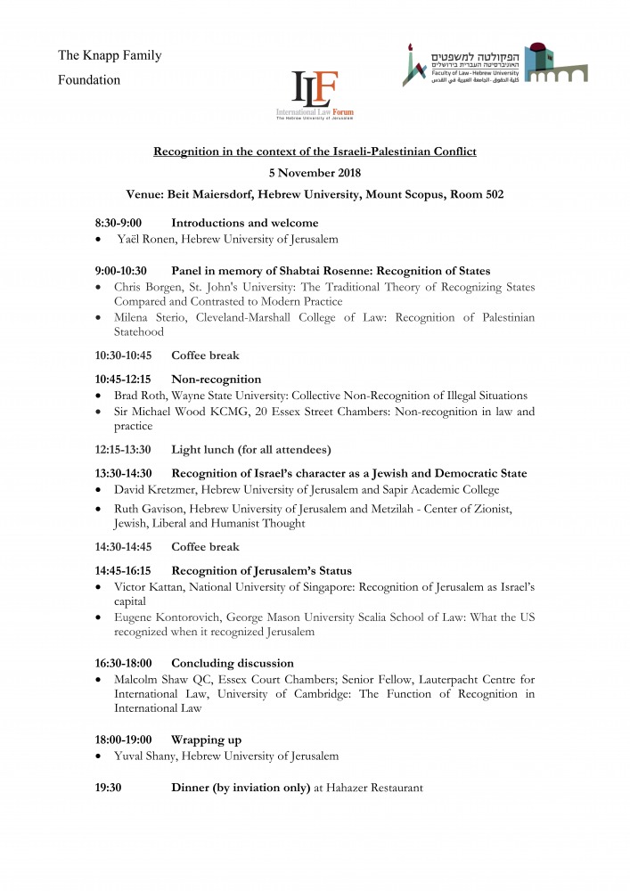 Recognition in the context of the Israeli-Palestinian Conflict