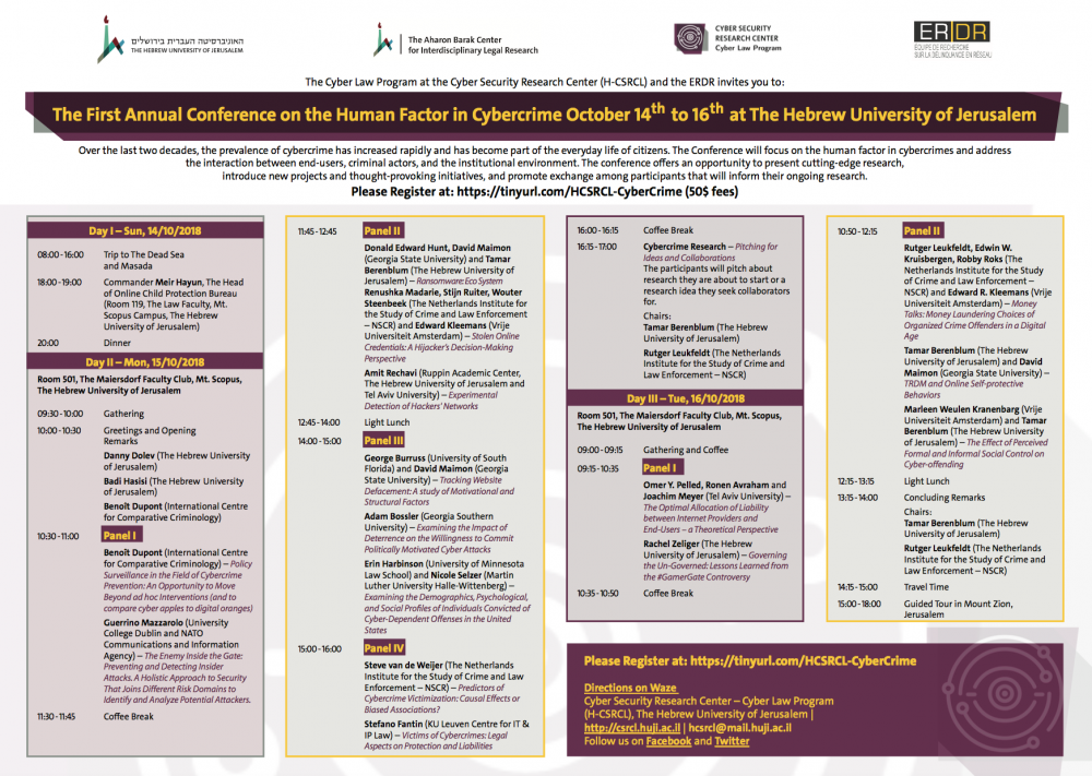 The First Annual Conference on the Human Factor in Cybercrime